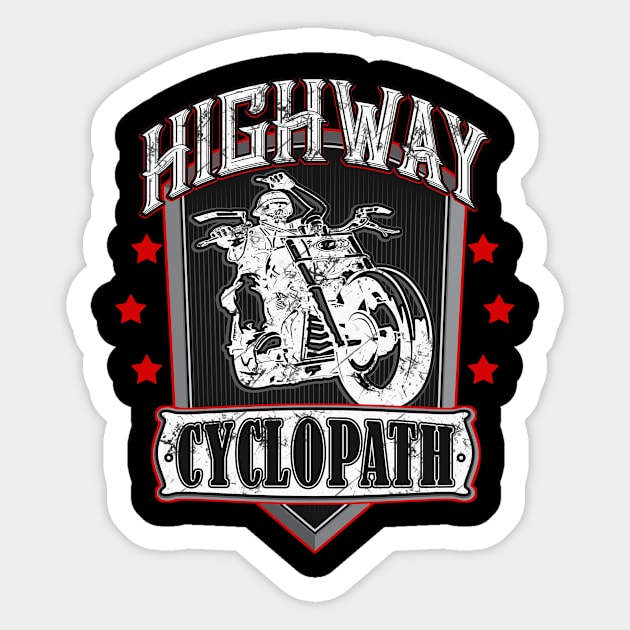 Highway Cyclopath Chopper Rider Motorcycle Sticker by Foxxy Merch